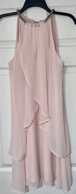 Chiffon Jewel Halter Dress Blush Pink Women’s Size 10 Bridesmaid Dress - Image 1 of 4