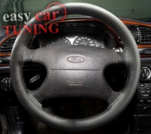 Für Ford Escort MK6 1995-2002 Lenkradabdeckung schwarz italienisches Originalleder - Bild 1 von 7