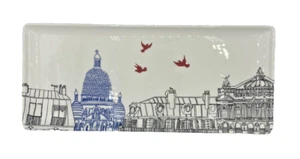 Gien Platter France Ca c'est Paris Cake Handmade Porcelain Faience - Picture 1 of 13