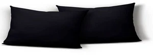 2er Set Kissenbezug Kissenhülle Kopfkissenbezug 40x80 cm schwarz Uni Microfaser - Bild 1 von 4