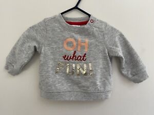 Baby Cat & Jack Girl Glitter Oh What Fun! Fleece Pullover Sweatshirt Gray 0-3 M