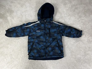 Oshkosh Jacket Boys 4 Blue Black Camo Parka Hood Hooded Pockets Kids Youth - Picture 1 of 14