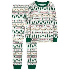 NWT CARTER'S TODDLER BOY GIRL 2 pc HAPPY HOLIDAYS CHRISTMAS PAJAMAS SET 2T 3T 4T - Picture 1 of 4