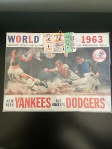 1963 World Series ticket stub and  program/Koufax 15 strikouts in Dodger win 