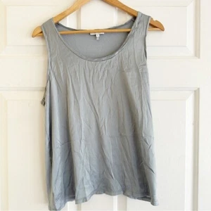 Camiseta sin mangas Reiss gris metálico de seda para mujer talla grande minimalista dinero antiguo - Imagen 1 de 6