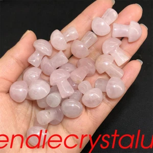 20pcs Natural Rose quartz Mushroom Quartz Crystal Mineral 1" Gem Reiki Healing - Picture 1 of 12