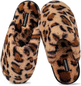 Women'S Fuzzy Scuff Slippers Soft Comfy Memory Foam Non-Slip Indoor House Shoes - Picture 1 of 6