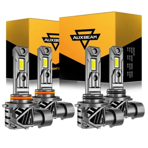 AUXBEAM 1:1 LED Headlight Bulbs 9005 9006 High Low Beam Super Bright White 6500K - Picture 1 of 18