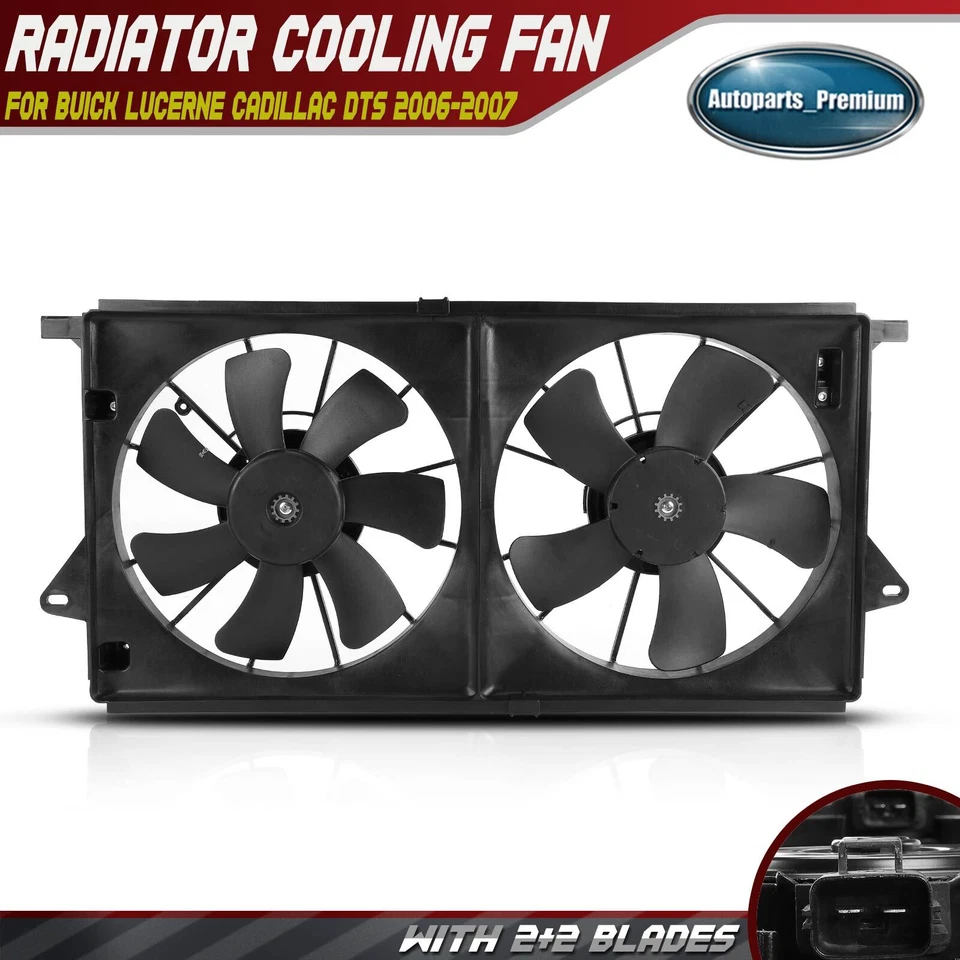 Conjunto de ventilador de radiador doble con cubierta para Buick Lucerne Cadillac DTS 2006-2007 Foto 1 de 4