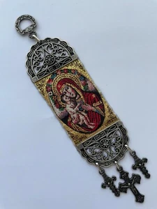 Virgin of Tenderness Byzantine Tapestry – 5x21cm Orthodox Wall Hanging - Picture 1 of 8