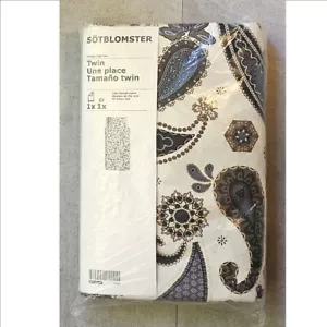 IKEA Sotblomster TWIN Single Duvet Cover and Pillowcase Set Paisley Blue Beige - Picture 1 of 3