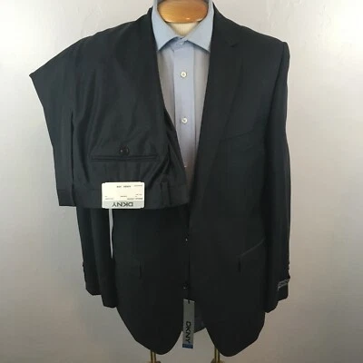 Nuevo traje dkny 2 piezas para hombre sólido gris oscuro corte ajustado nuevo con etiquetas 42r 100 % lana ea0058 Foto 1 de 4