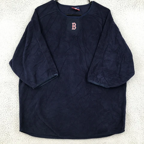 Majestic Boston Red Rox Fleece Shirt Adult XL Blue MLB Short Sleeve Mens 11091 Cover