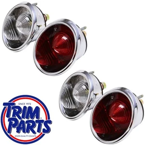 US MADE 1964-1966 Corvette Tail Light Set w/ Backup 2 Red 2 White TRIM PARTS NEW - Picture 1 of 5