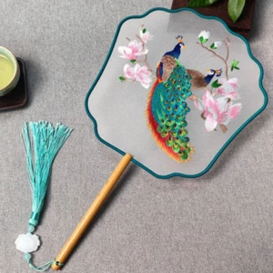 Jade Vine Flower Vintage Hand Fan Dance Fan Dance Fan Gift - Picture 1 of 15