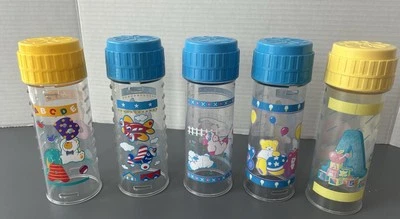 5 Vintage Playtex Decorated Nurser FLAT Top Nipple Drop In 8 oz Baby Bottle - Image 1 of 4