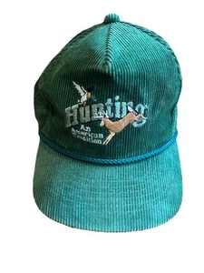 Vintage Hunting An American Tradition Corduroy Rope Hat Cap Green Snapback - Picture 1 of 7