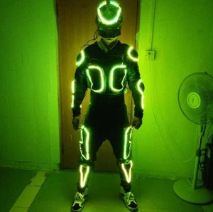 Leuchtender LED Roboter Anzug 7 Farben Licht Wiederaufladbare Maske Kleidung Tanz Ballsaal - Bild 1 von 6