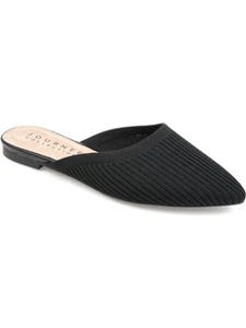 JOURNEE COLLECTION Womens Black Ribbed Knit Aniee Almond Toe Slip On Mules 6 W - Picture 1 of 8