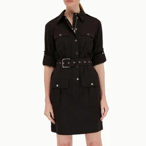 Michael Kors Utility-Hemdkleid schwarz mit Gürtel gebraucht, in einwandfreiem Zustand Übergröße 2X - Bild 1 von 3