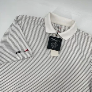 RLX Ralph Lauren Mens Size M Striped Golf Performance Short Sleeve Polo Shirt - Picture 1 of 10