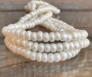Matte White Pearl 6/0 Czech Glass Seed Beads 10in Strand #MIDRW - Picture 1 of 3
