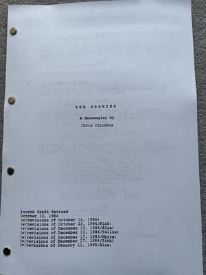 The Goonies Film Screenplay/ Script. Josh Brolin Corey Feldman, Sean Astin. - Image 1 of 2
