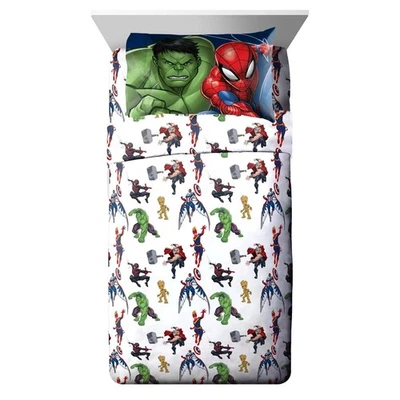 Avengers 3-Pcs Twin Sheet Set for Kids - Flat Sheet, Fitted Sheet, and Pillowcas - Image 1 of 4