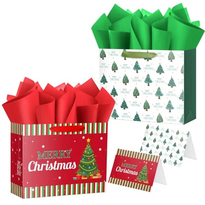 Ranfashiong Pack de 2 13 Bolsas de Regalo de Navidad con Papel de Pañuelo Envoltura de Navidad Nuevo... Foto 1 de 4