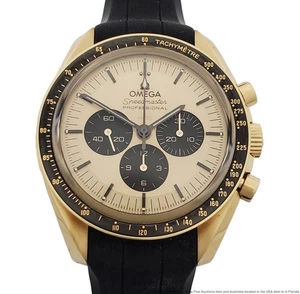 18k Gold Omega Speedmaster Moonwatch Master Chronometer Chronograph Box Papers - Picture 1 of 9