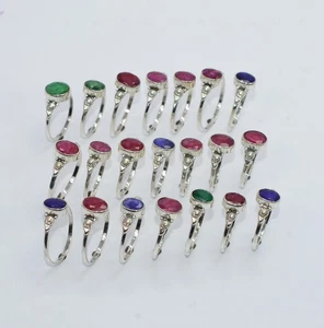 GROSSHANDEL 21 STCK. 925 STERLING-SCHLIFF simulierter Rubin SAPHIR MIX RING SET - Bild 1 von 2