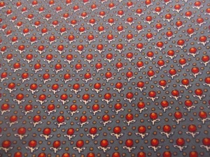Joan Kessler/Concord Cotton Fabric Red  Petite Circles on Blue 22" x 42" - Picture 1 of 6