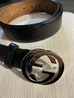 GUCCI CINTURA LOGO oro o argento Unisex Misura e Colore Nero -  gucci belt - Immagine 1 di 4