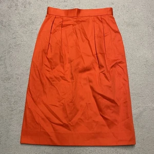 Vintage Christian Dior Skirt Medium Orange Red Pencil Pret A Porte Pleated - Picture 1 of 8