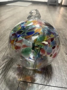 6" Kitras Art Glass - Tree of Enchantment Life - Hand Blown hanging Orb Ornament - Picture 1 of 8