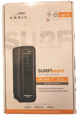 ARRIS SURFboard SBG10 DOCSIS 3.0 16 x 4 Gigabit Cable Modem & AC1600 barely Used - Image 1 of 4
