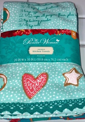 LA MUJER PIONERA PAN DE JENGIBRE TOALLAS DE COCINA 2 TOALLAS NUEVAS Foto 1 de 4