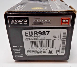 Genuine AKEBONO Akebono EURO Ultra Premium Ceramic Disc Brake Pad Kit EUR987 - Picture 1 of 9