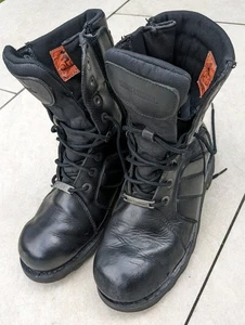 Harley-Davidson Black Leather Motorcycle Boots UK Size 9 - Picture 1 of 11