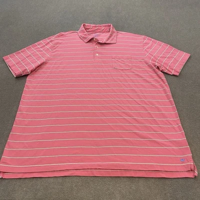 Camisa Polo Peter Millar Para Hombres XXL Rosa Azul Rayas Marinero Golf Rendimiento Foto 1 de 4