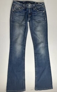 Womens Miss Me Denim Thick Stitch Blue Jeans Signature Boot Size 28 - Picture 1 of 7