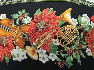 2.5 Metres 100% Cotton With Metallic Premium Craft Fabric Musical Christmas - Picture 1 of 4
