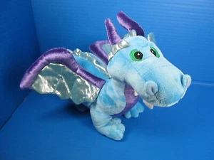 Aurora Dragon Blue Purple Shimmer Stuffed Plush Embroidered Eyes No Sound 18" - Picture 1 of 6