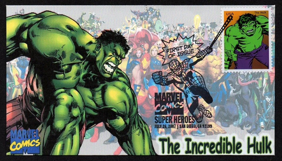 USA, SCOTT # 4159-B, ILLUSTRATED FDC COVER 2007 INCREDIBLE HULK, MARVEL COMICS - Image 1 of 2