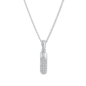 925 Silver Capsule Shape Pendant 0.050 Ctw Natural Diamond Charm for Womens - Picture 1 of 3