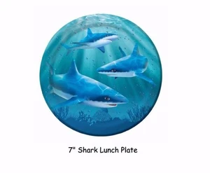 Shark Plates, Birthday Party Supplies, Jaws Realistic, 16p - 7" Dessert Plates - Picture 1 of 2