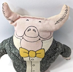 Edward Gory Toyworks 1979 Bean-bag Toy Pig w/ Suit & Tie 7” Hard-To-Find Vintage - Imagen 1 de 7