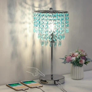 Touch Control Crystal Table Lamp, USB Bedside Lamp for Bedroom, 3-Way Dimmabl... - Picture 1 of 6
