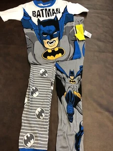Juego de Pijamas S/S para Niños BATMAN Negro Azul Amarillo Nuevos Pantalones Camisa Símbolo Talla 8 2 piezas - Imagen 1 de 12