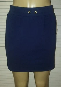 New! Michael Kors Women's Side-Stripe Drawstring Mini Skirt Prussian Blue Small - Picture 1 of 5